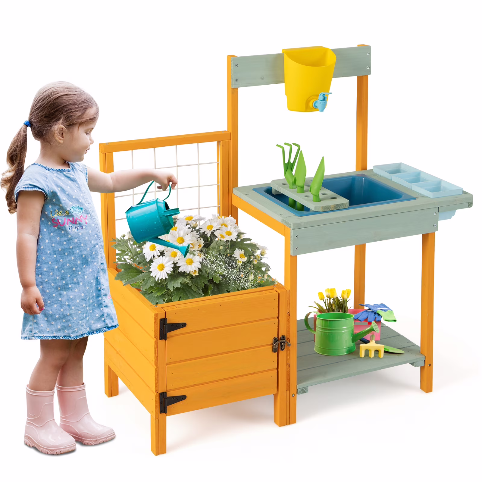 Kids Outdoor Potting Bench with See - Through Window