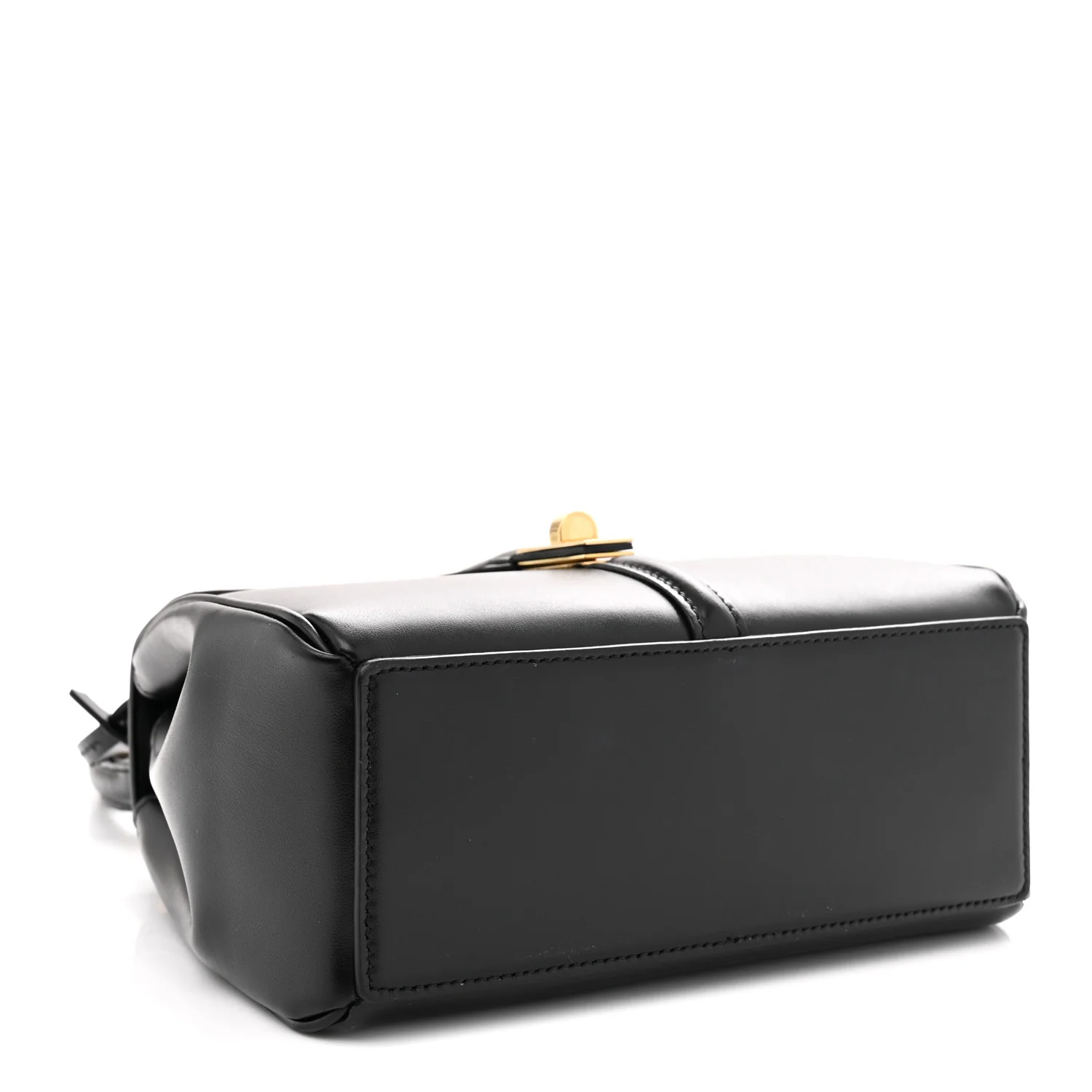 Satinated Calfskin Small 16 Top Handle Bag Black