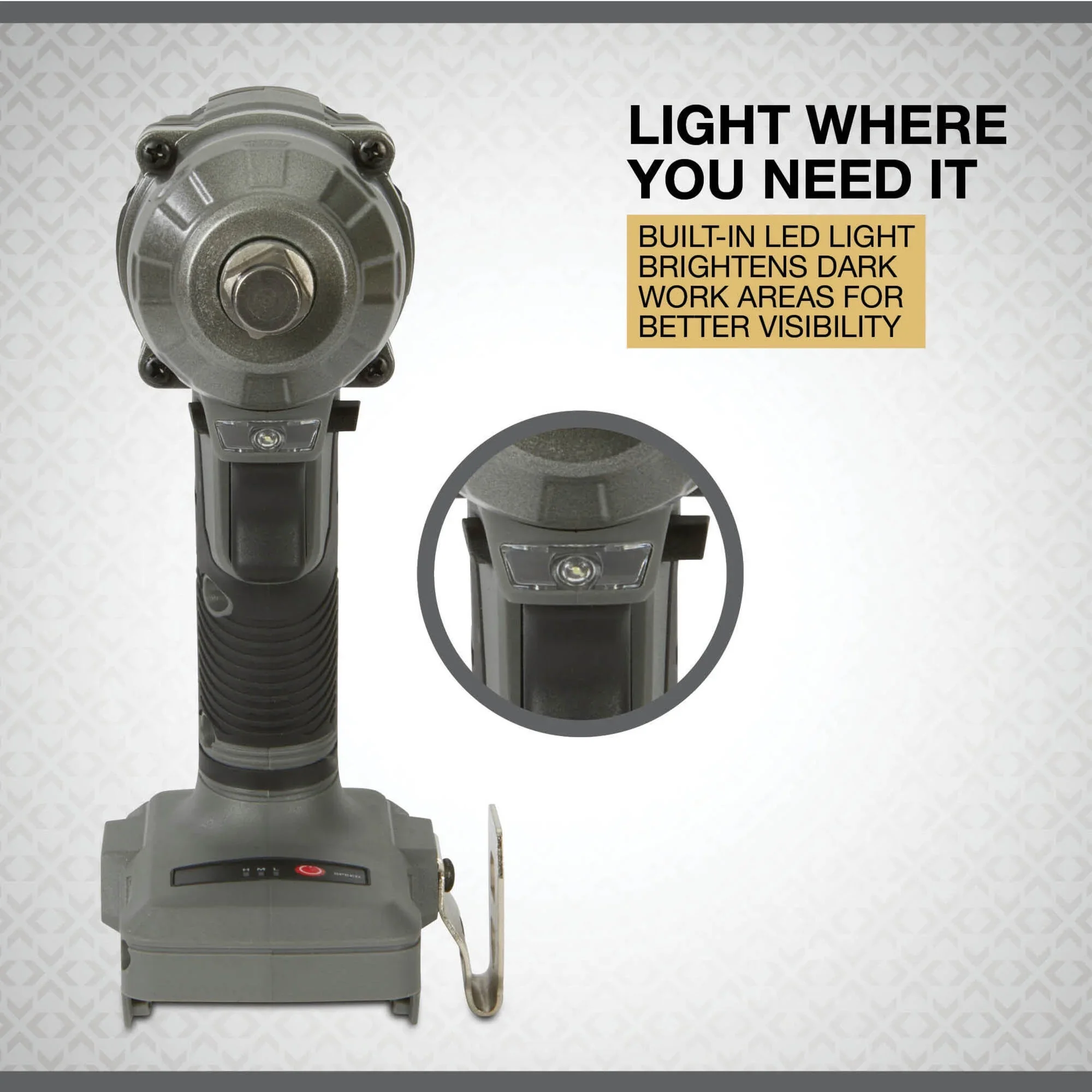 Klutch 1/2in. Impact Wrench, KLiQ 20V, 500 Ft./Lbs. Breakaway Torque, Brushless, Cordless, Bare Tool