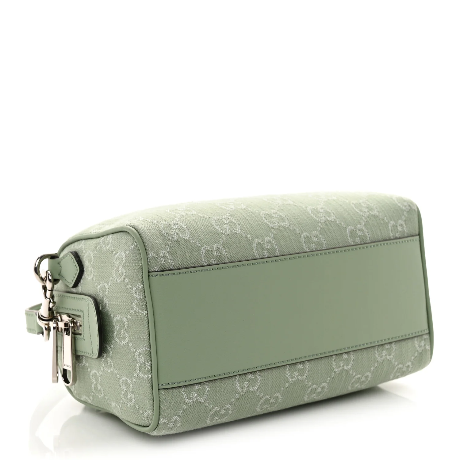 Denim GG Monogram Calfskin Mini Ophidia Top Handle Bag Pale Green