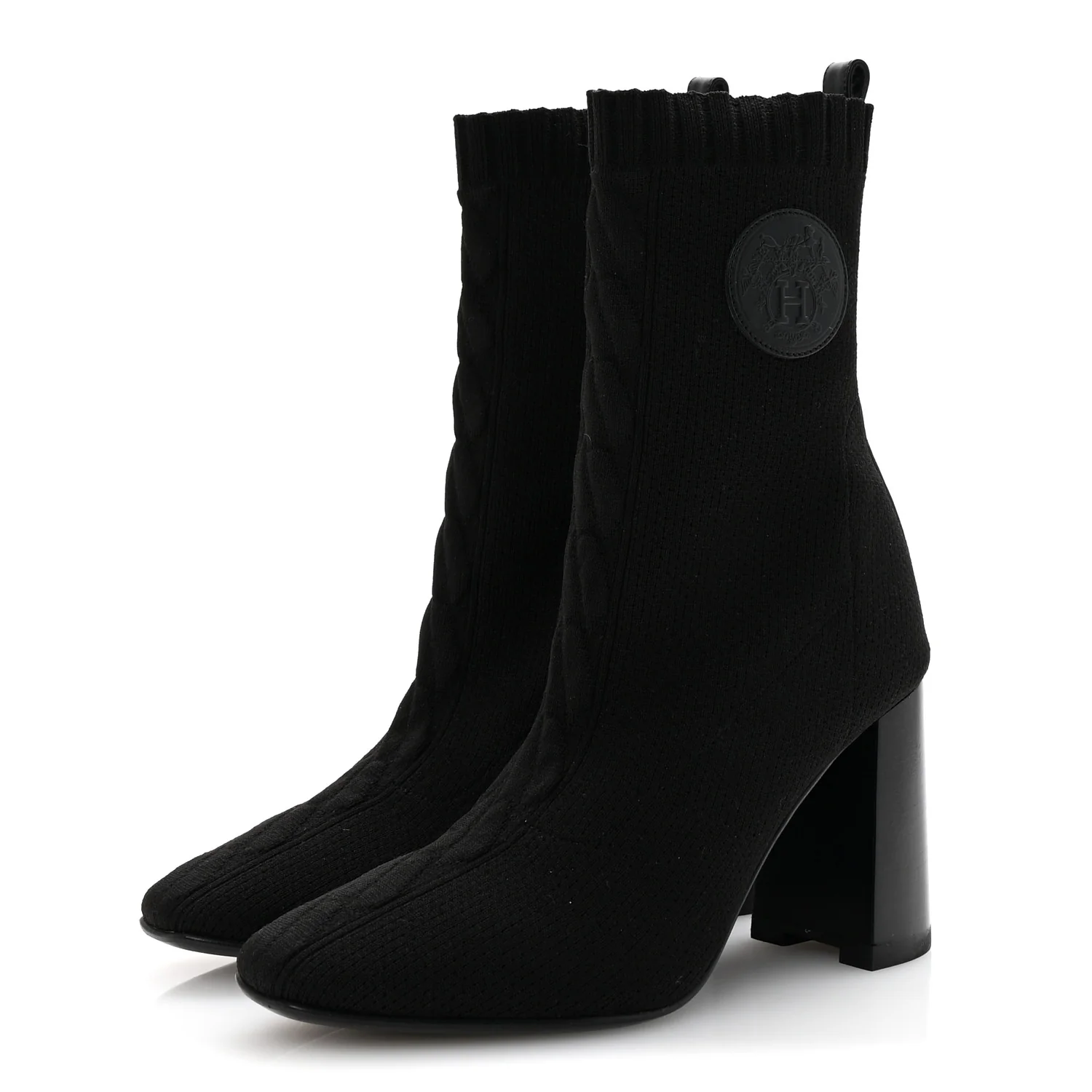 Knit Calfskin Volver 90 Ankle Boots 35 Black