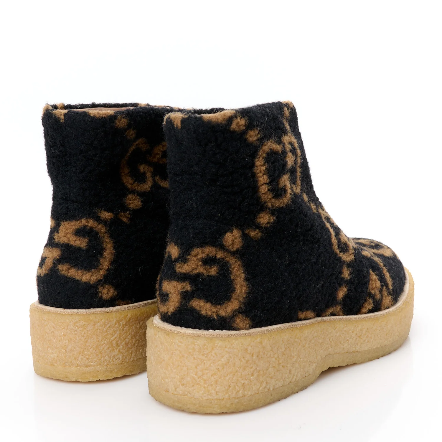 Faux Shearling Hooper GG Womens Ankle Boots 38.5 Black Natural Tan