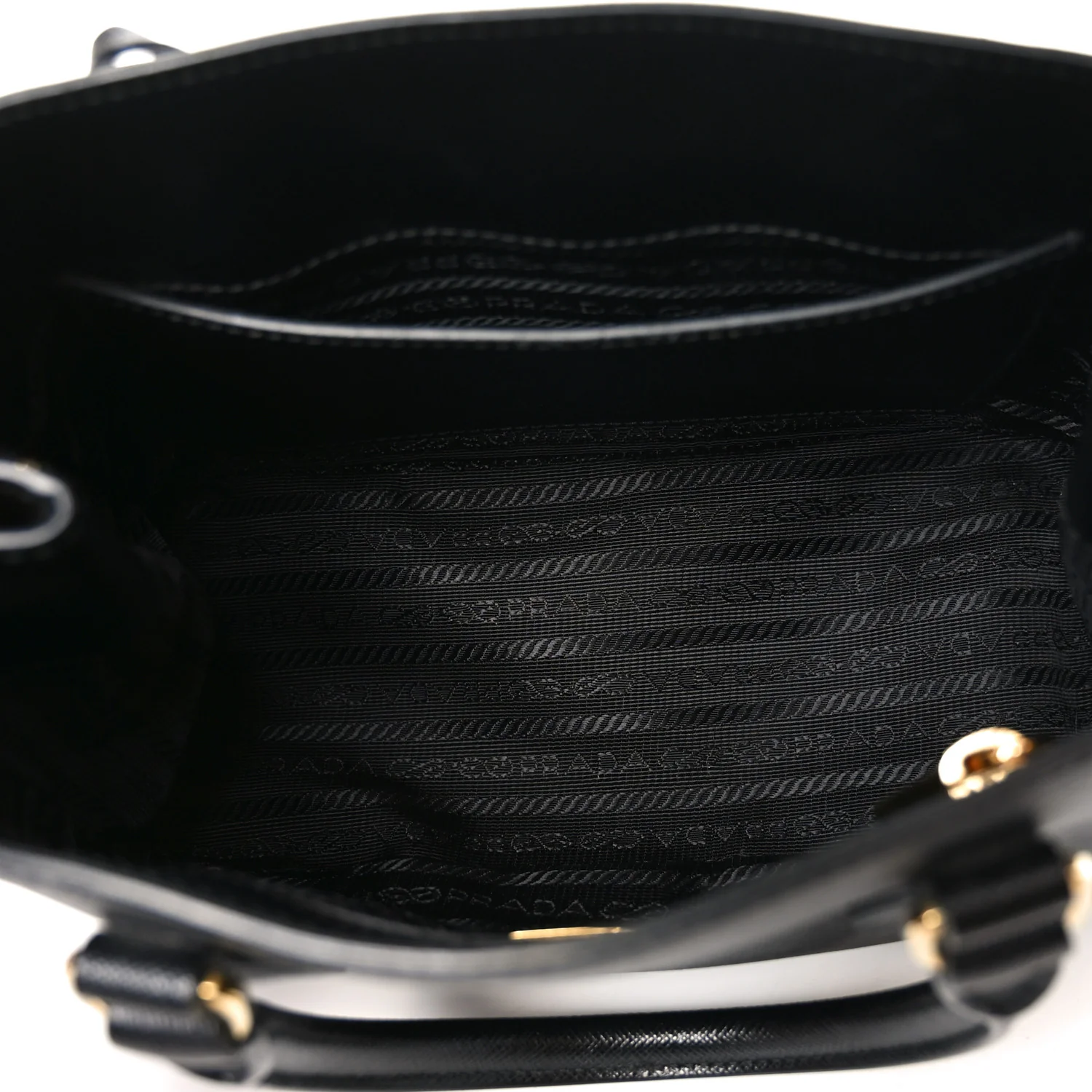 Saffiano Lux Micro Galleria Shoulder Bag Black