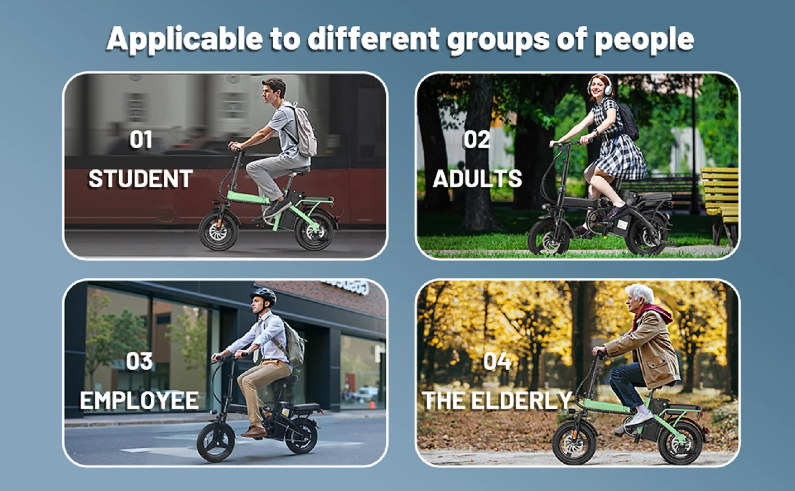 Electric Bike 14" Folding Ebike, 500W Peak Motor 40V/9.9AH Battery, Commuter City Ebike for Adults Teens, UL2849, Black - Image 10