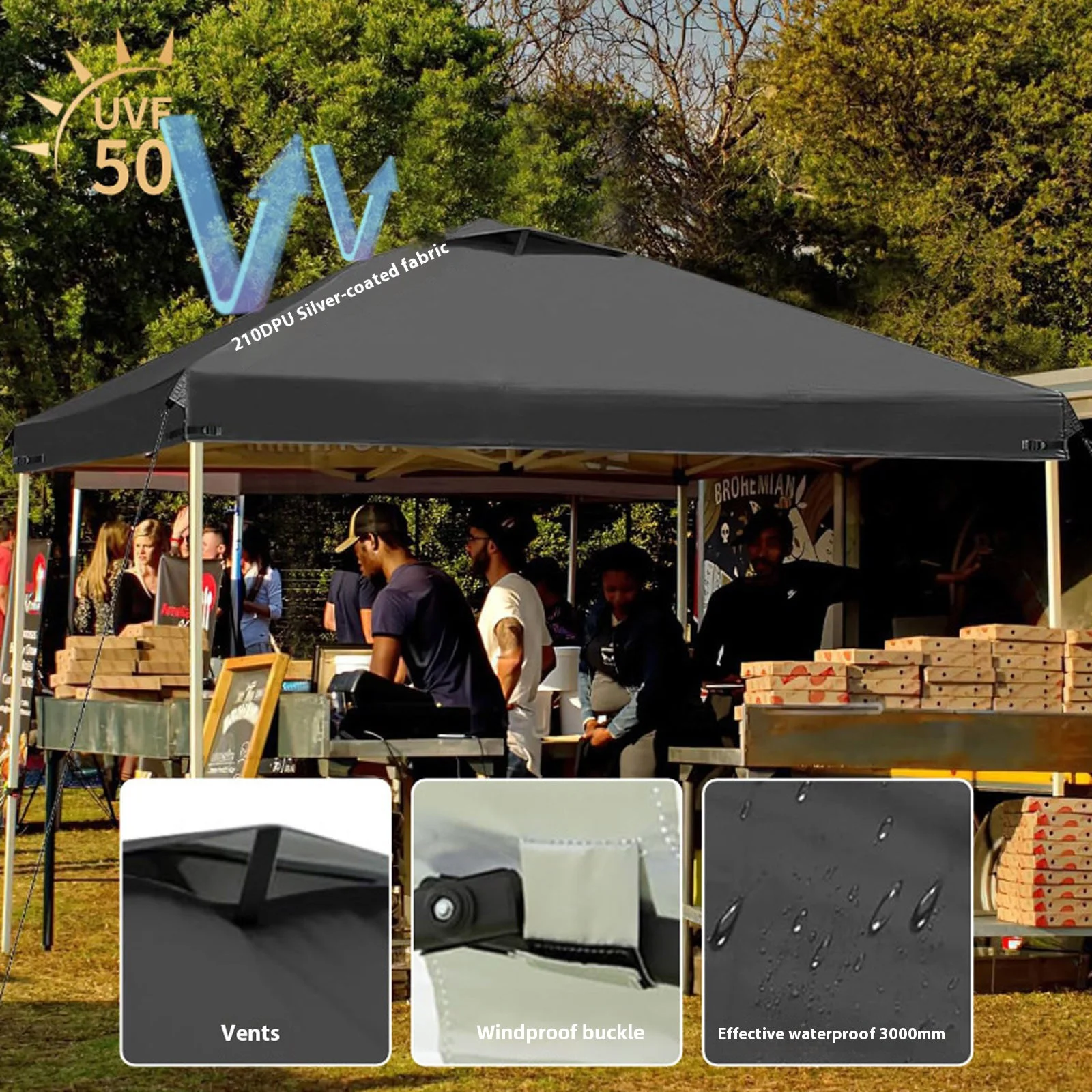 Home Decor 2Pcs 10X10Ft Replacement Cover Tier Gazebo Roof Sunshade Outdoor Cover Sunshade Patio Pavilion Protective Cover(302X302cm/2Pack Blue) - Image 4