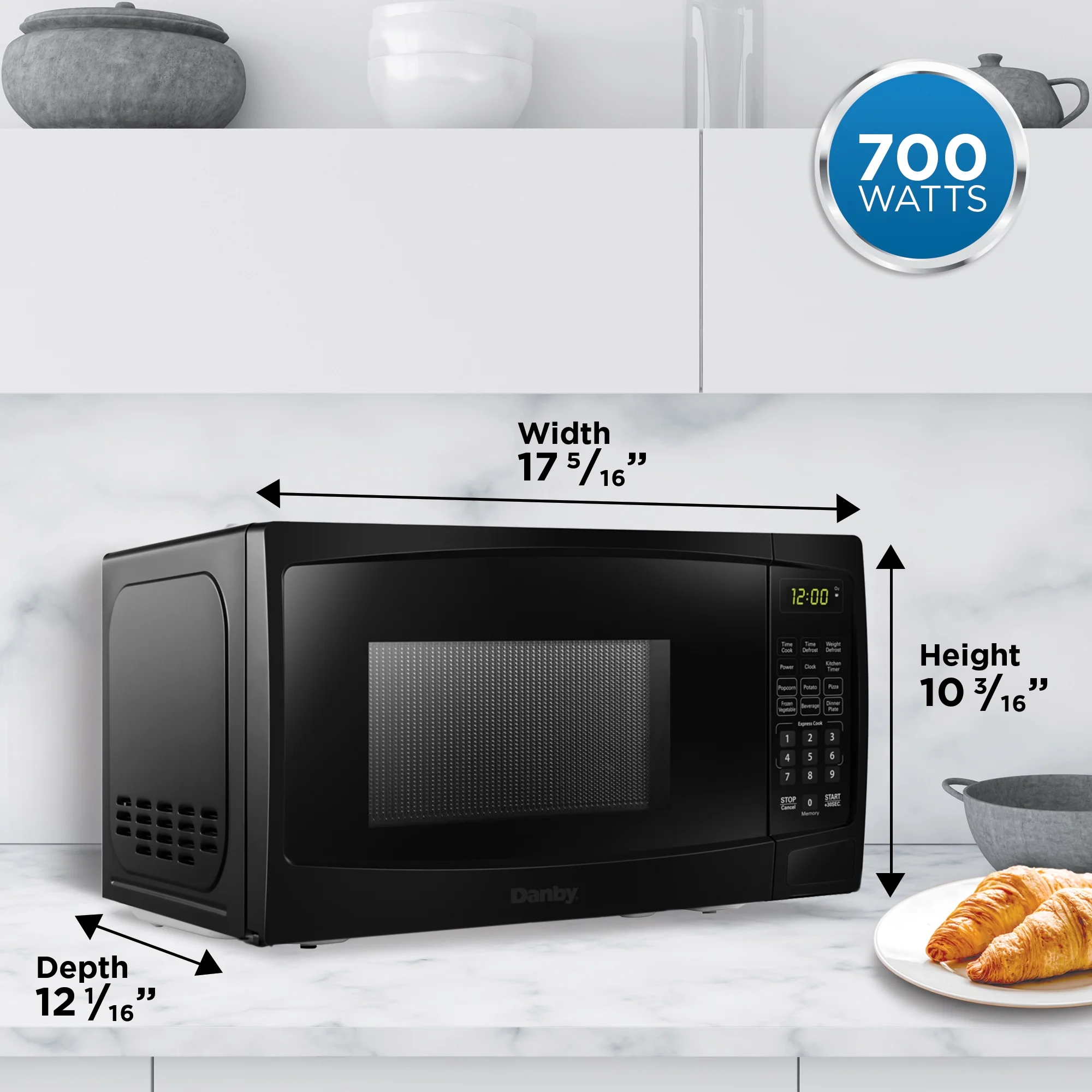 700W 0.7 Cubic Feet Convenient User-Friendly Countertop Microwave, Black(Black) - Image 4