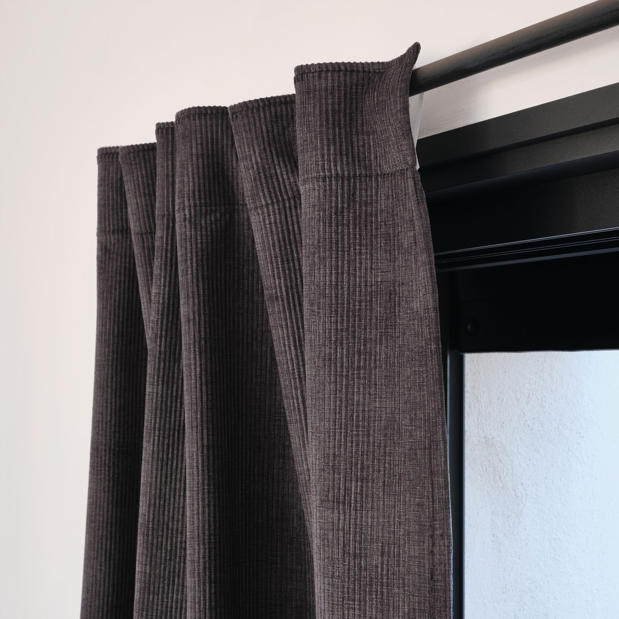 OMELIA - Rideau à passants cachés en velours de polyester côtelé 130x250cm - gris ardoise