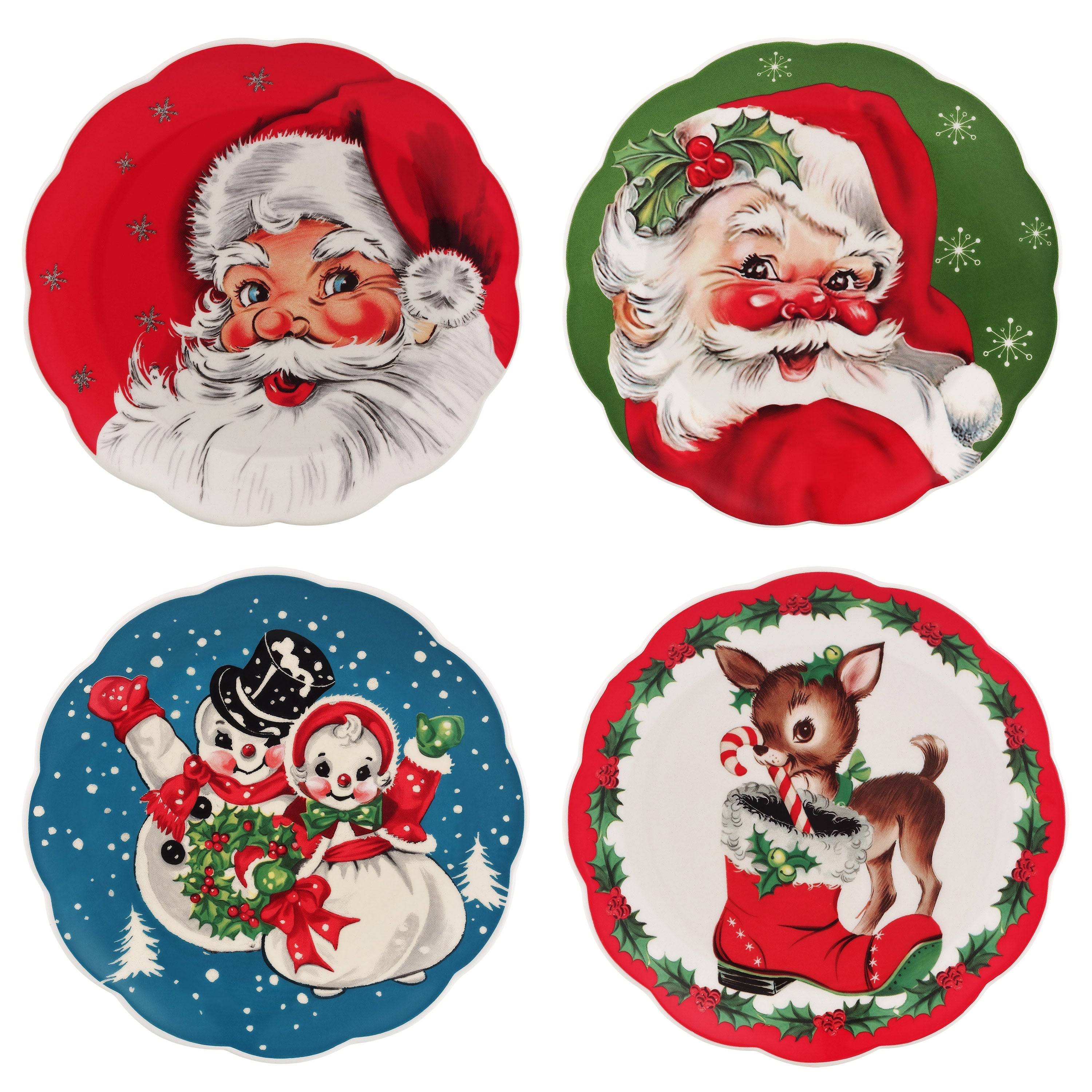Mr. Christmas Vintage Scalloped Plates Set of 4