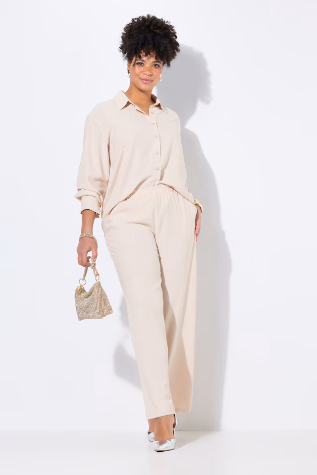 Wide-leg rhinestone pull-on pants