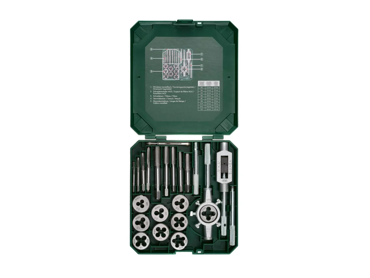 PARKSIDE Set de filetage et taraudage, 21 pices