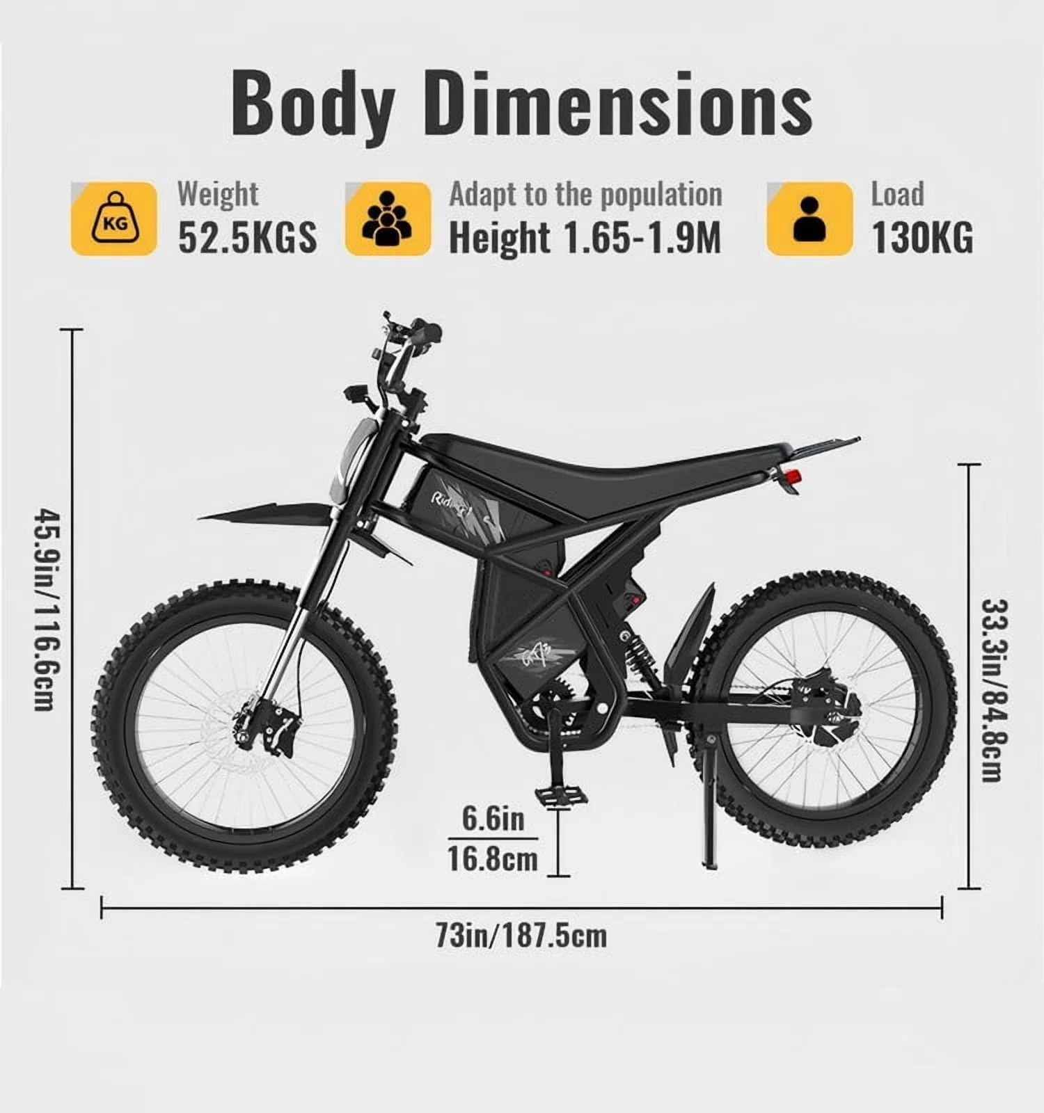GT73 Electric Dirt Bike for Adults, 37MPH 48V36.4AH 2400W 1747Wh Dual Battery Ebike, 85+ Miles Range,25" Motorcycle Tire UL2849 Certified, Full Suspension - Image 4