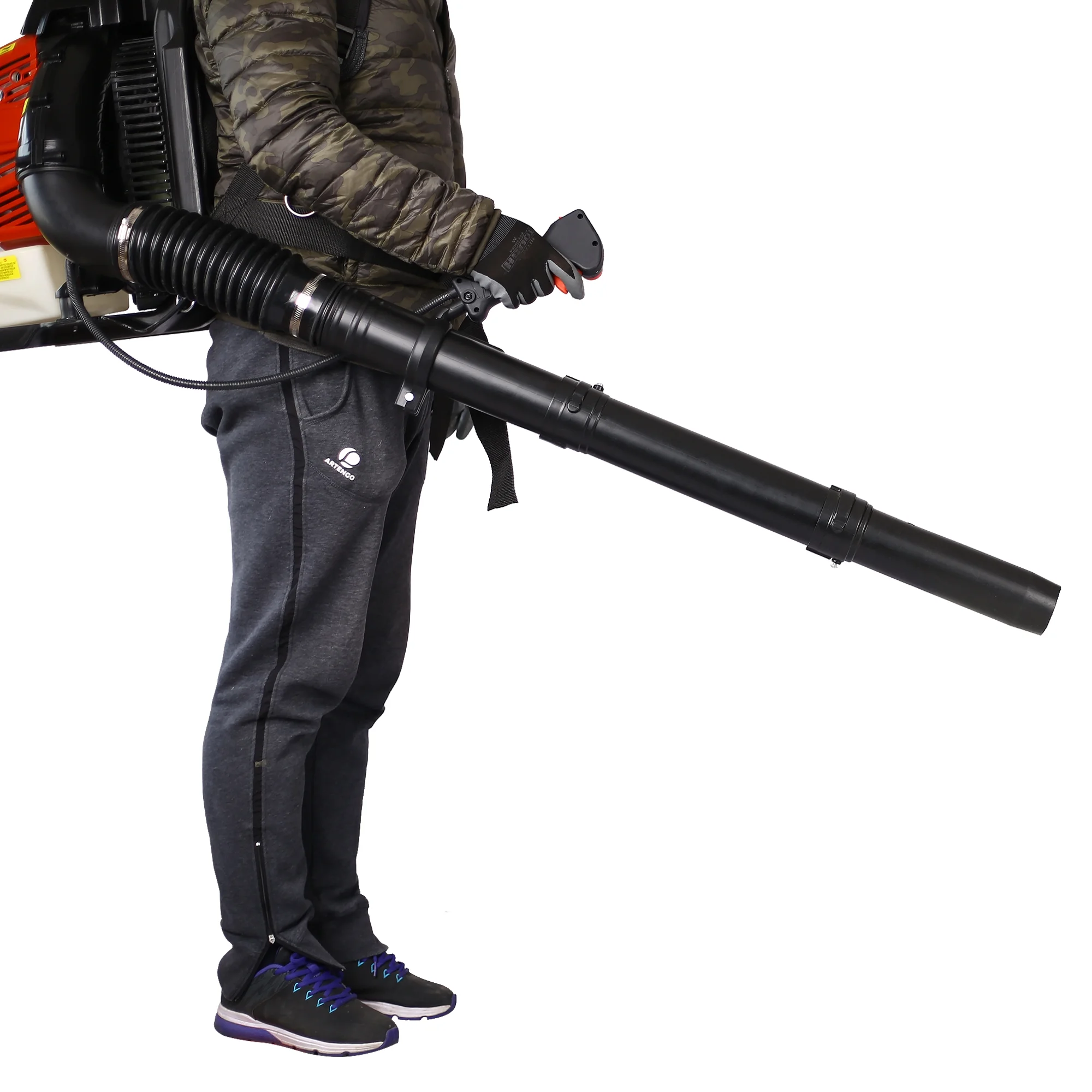 Backpack Leaf Blower Gas Powered 76CC, Upgraded Cordless Leaf Blower 750CFM Powerful, with Adjustable Handle Extended Tube for Yard(76CC-Red) - Image 8
