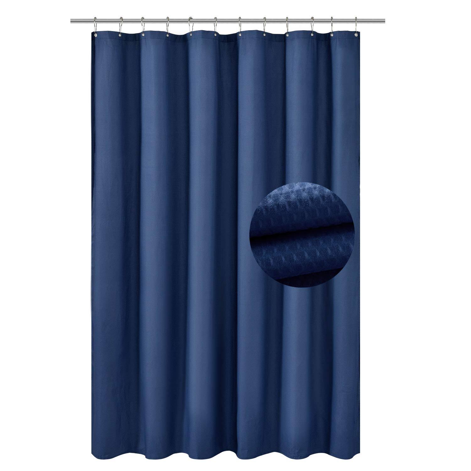 Barossa Design Soft Microfiber Fabric Shower Liner or Curtain, Hotel Quality, Machine Washable, Water Repellent, Navy Blue, 70 x