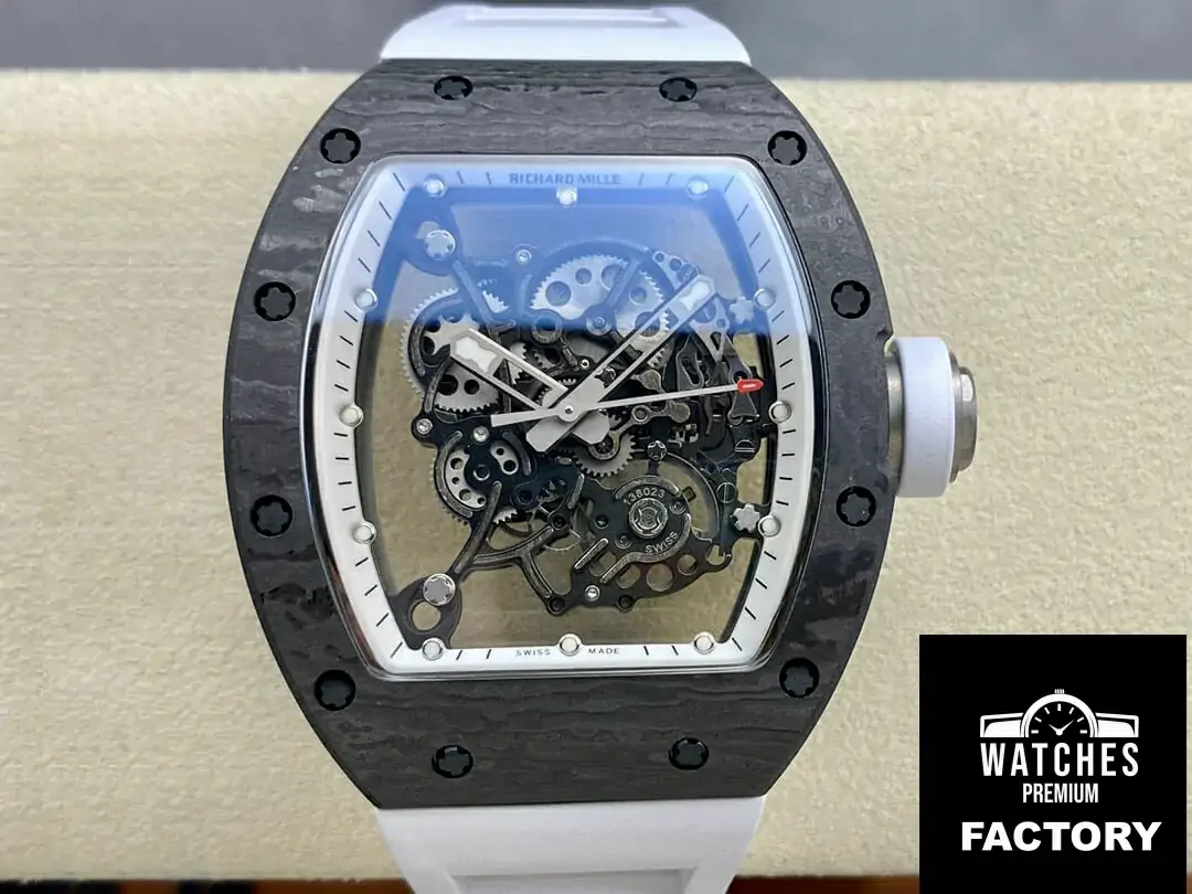 Richard Mille RM-055 BBR Factory Skeleton Dial White Strap
