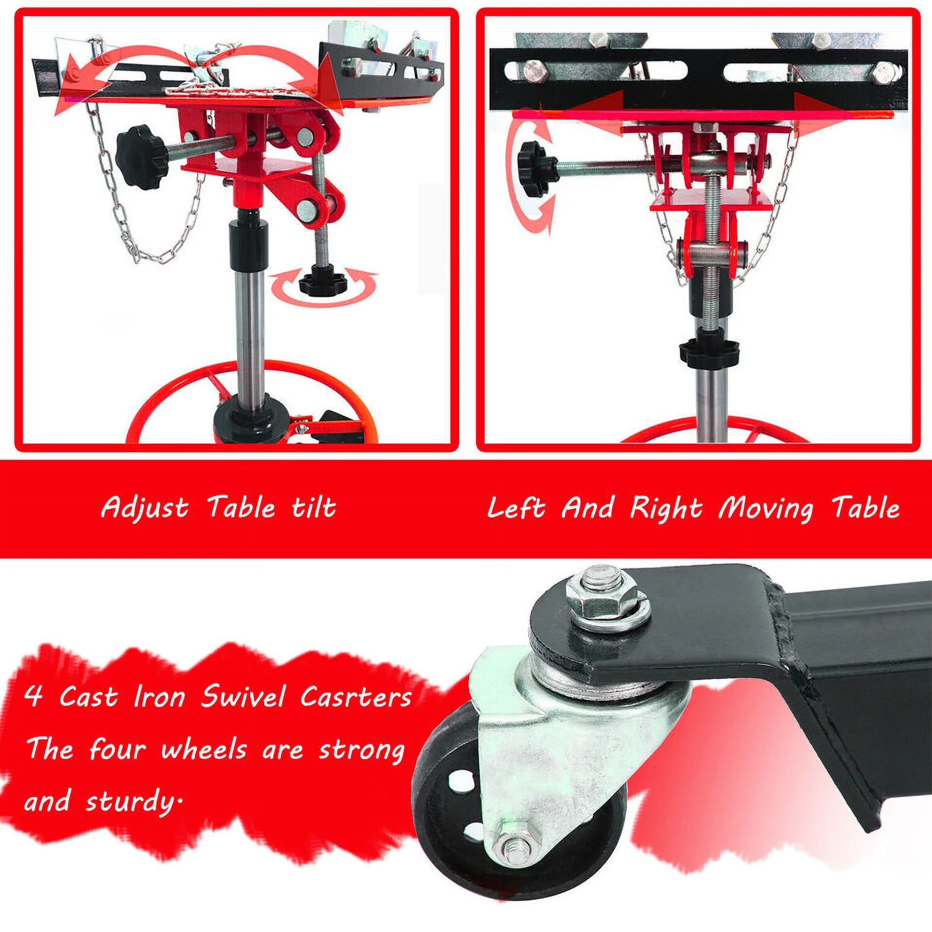 Transmission Jack 3/4 Ton Hydraulic 1660 LBS High Lift Floor Jack Stand Red - Image 2