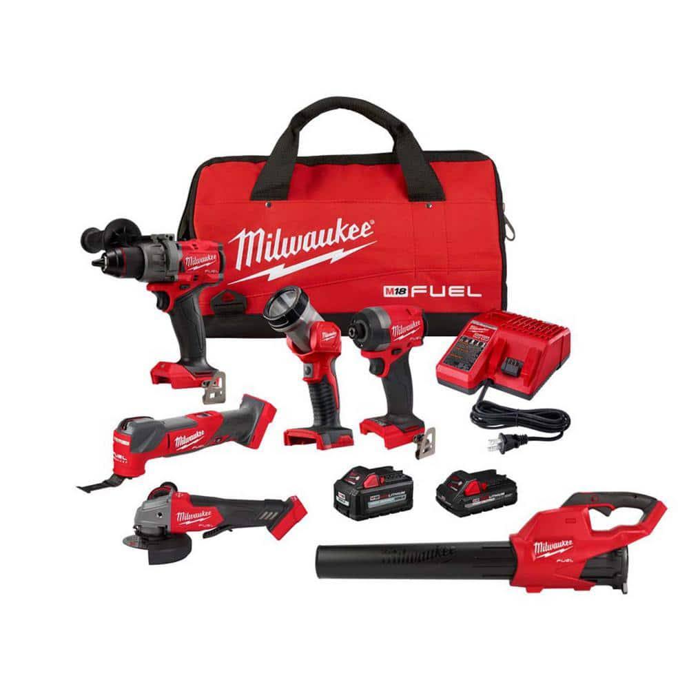 Milwaukee M18 Fuel 18-Volt Lithium-Ion Brushless Cordless Combo Kit (4-Tool) with M18 Fuel Grinder. Blower. and (2) Batteries-Instock