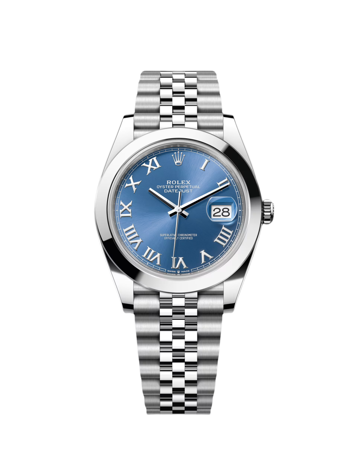 【Super Clone】RLX Datejust 41mm 126300 Blue Roman Oyster Stainless Steel Watch