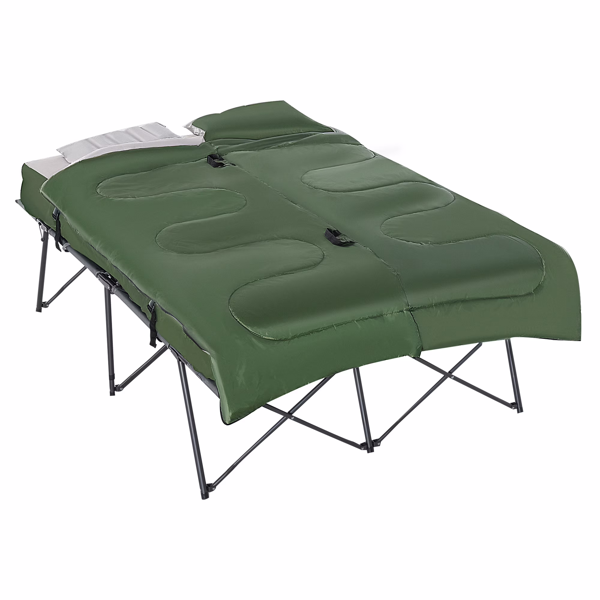 Cosotower 2 - Person Folding Camping Cot Portable Outdoor Bed Set with Sleeping Bag, Inflatable Air Mattress, Comfort Pillows and Carry Bag, Soft and Comfortable for Outdoor Travel Camp Beach Vacation