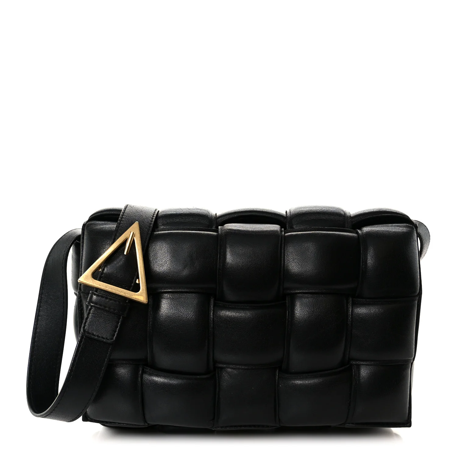 Nappa Maxi Intreccio Padded Cassette Crossbody Bag Black