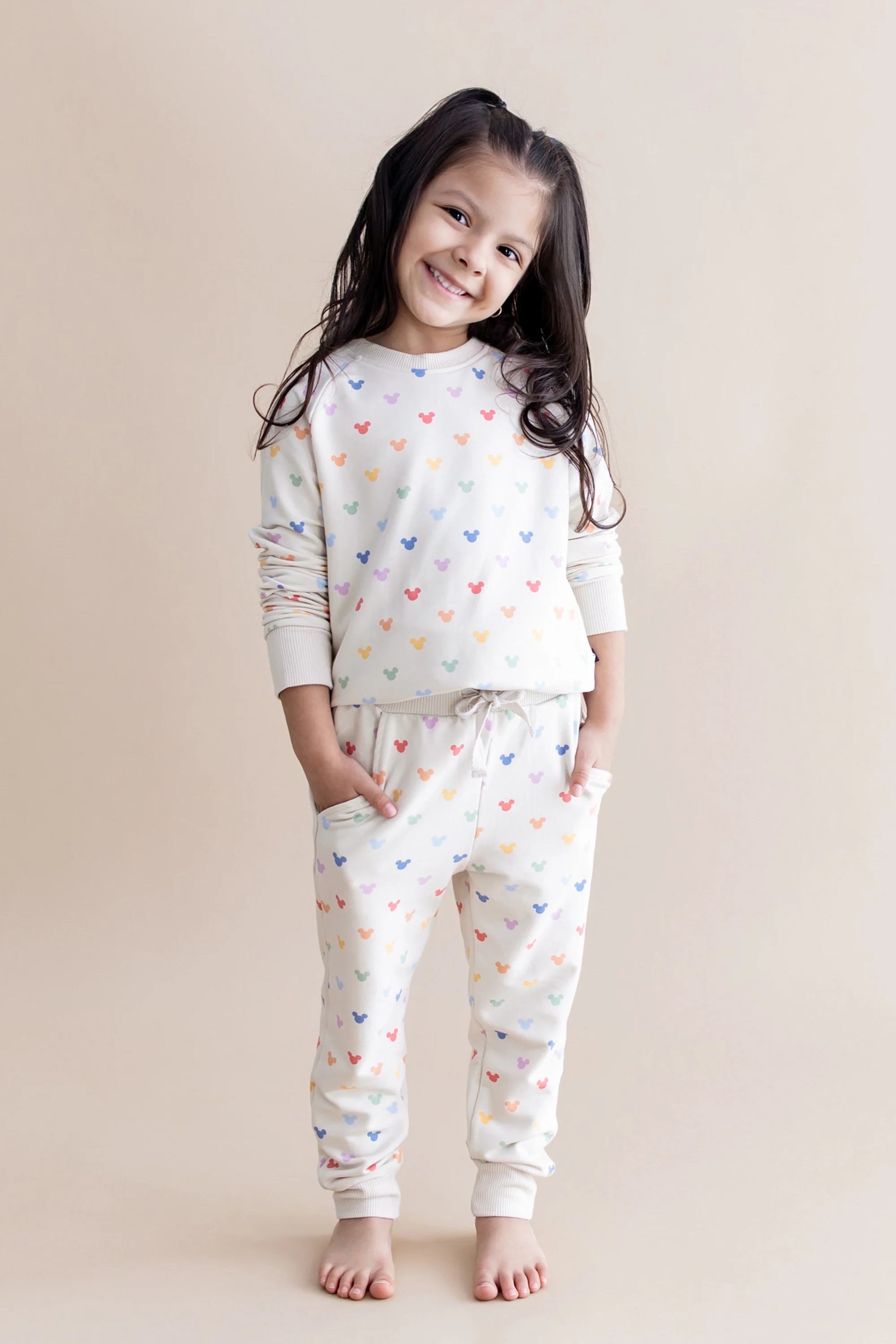 Long Sleeve Jogger Set in Pastel Mickey Mouse