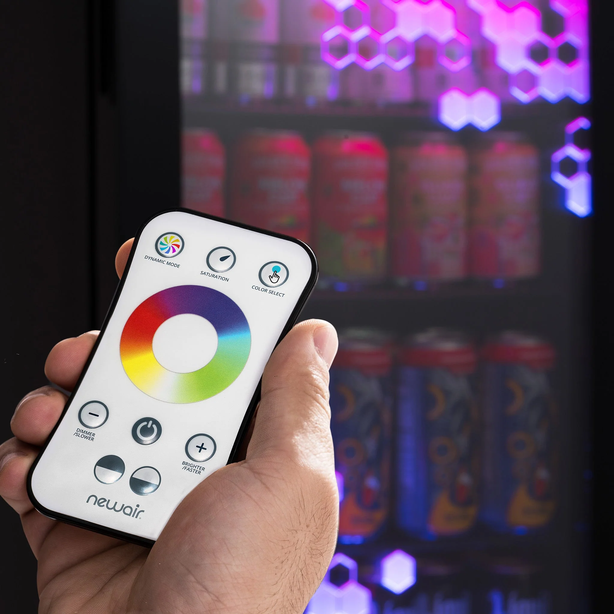 Newair Prismatic Series Beverage Fridge with RGB HexaColor LED Lights