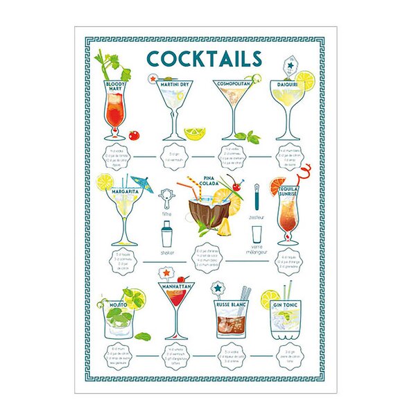 Kjøkkenhåndkle 50x72 cm Cocktails