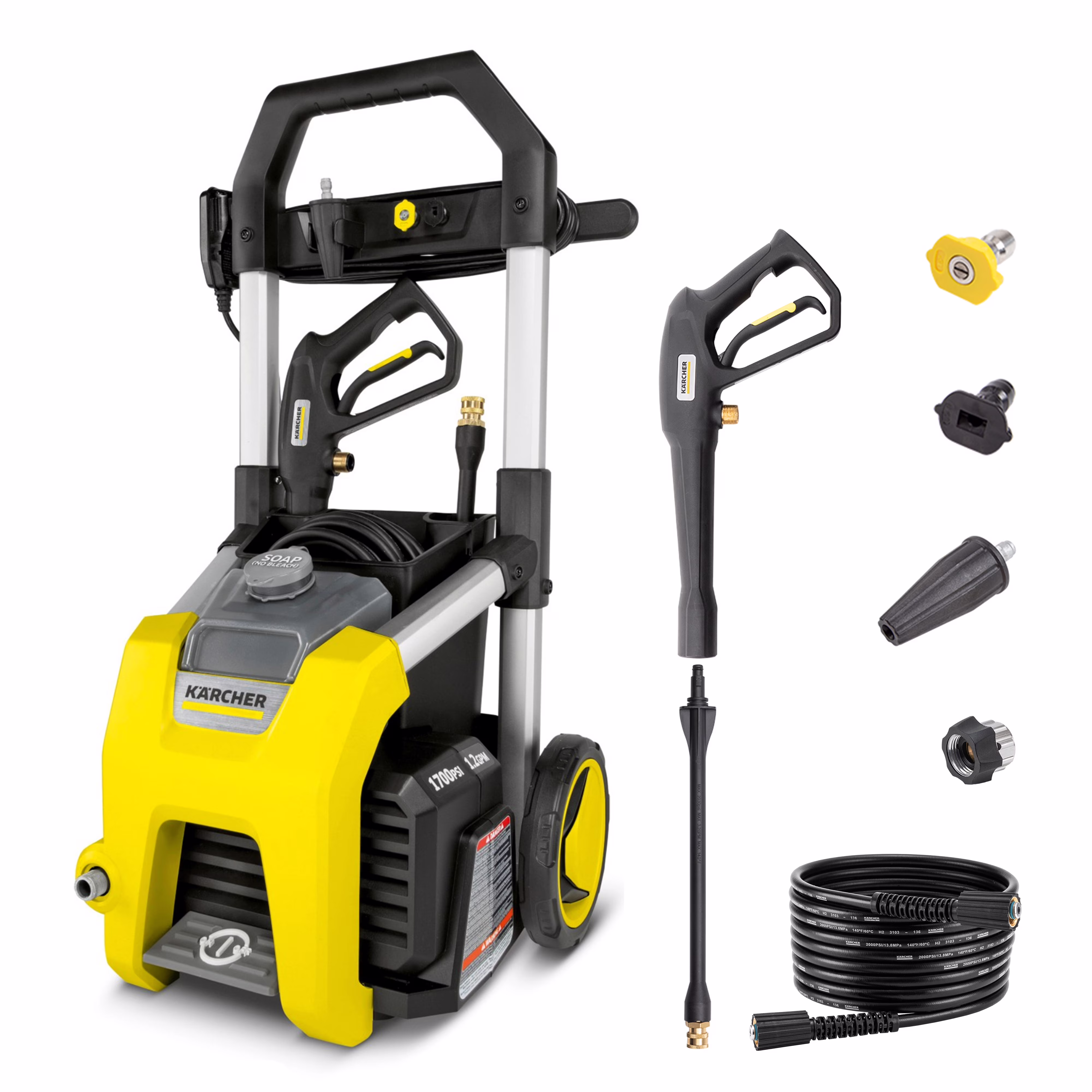 K?rcher Pressure Washer K1700, CETA Certified, 3 Spray Nozzles, Detergent Tank, for Cars, Driveways, Siding, Patios, 1.2 Max. GPM