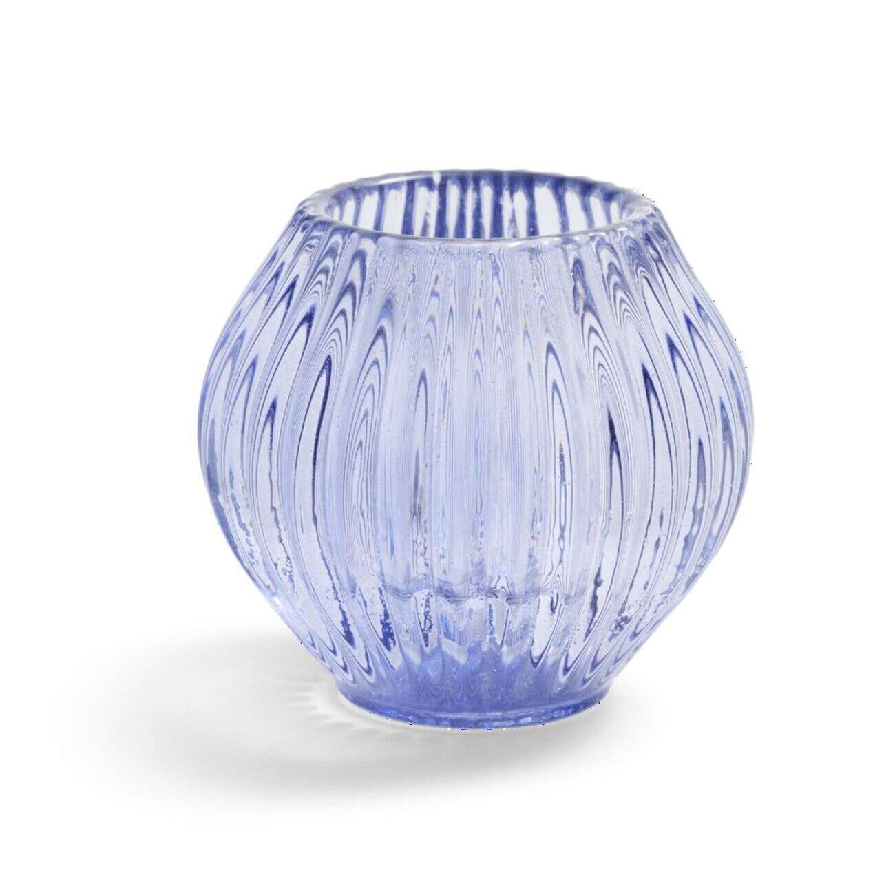 Bougeoir rond verre bleu Ø7,5xH7,5cm