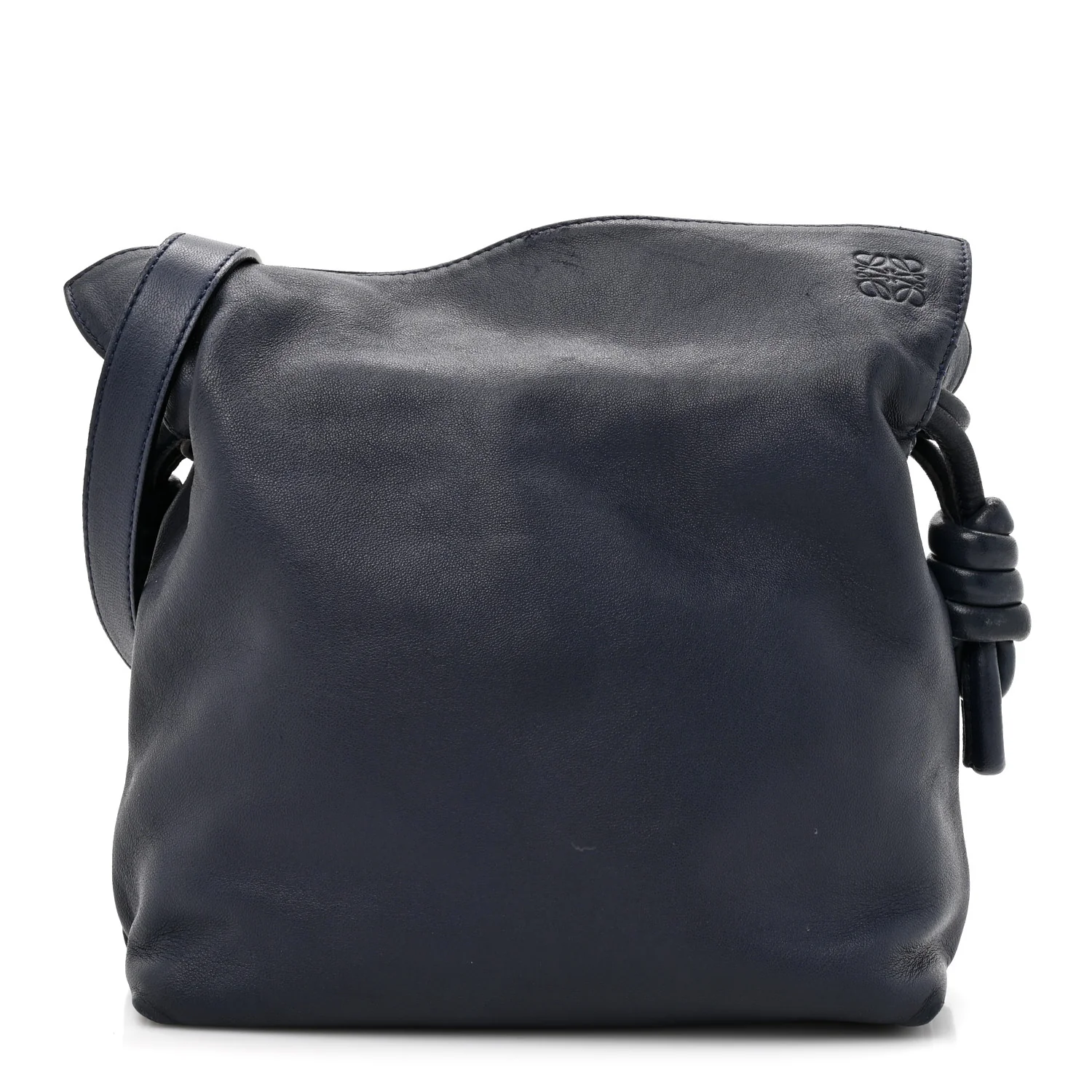 Calfskin Mini Flamenco Knot Clutch Abyss Blue