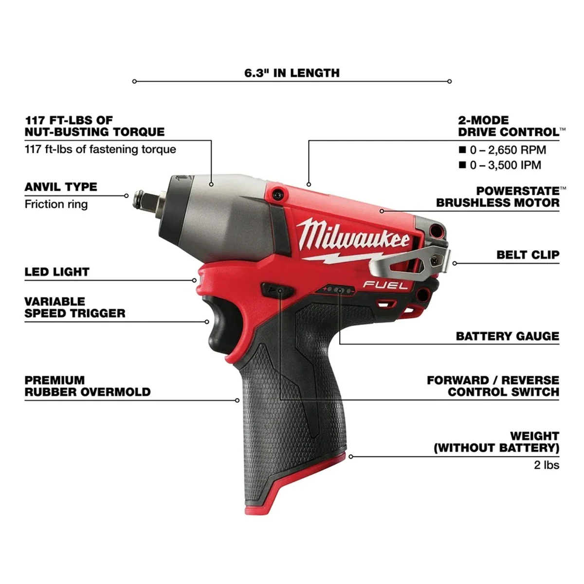 Milwaukee 2454 - 20 M12 FUEL 3/8