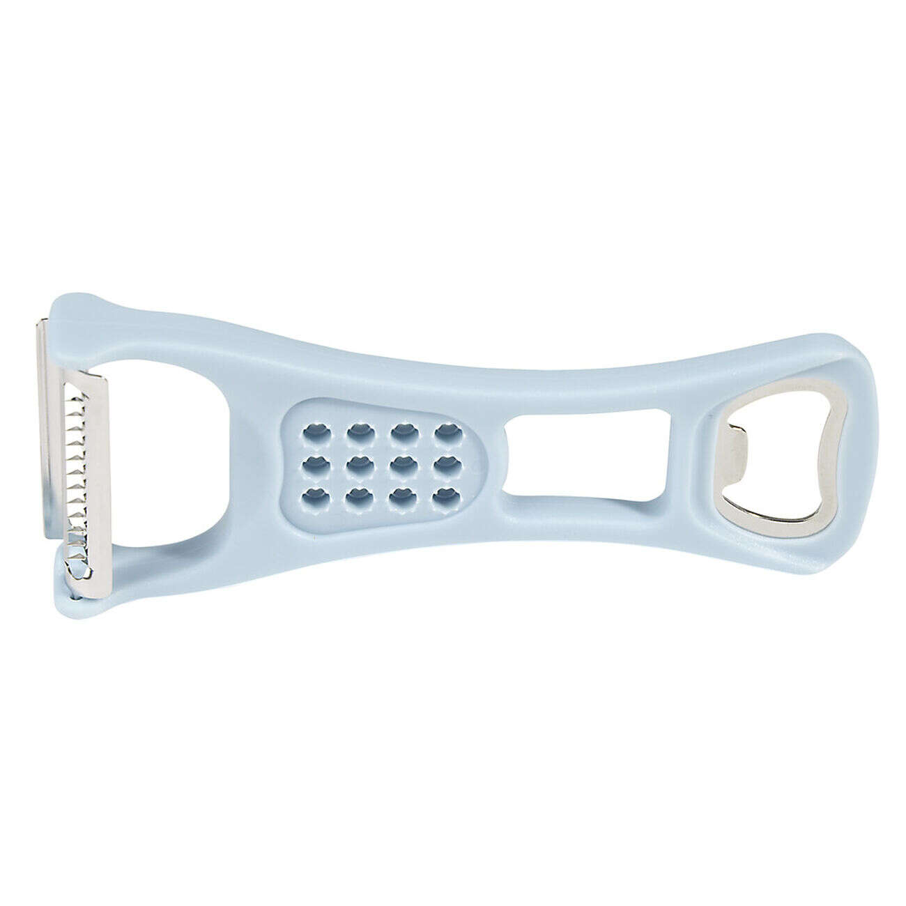 Décapsuleur éplucheur multifonction en acier et plastique bleu L15,5cm