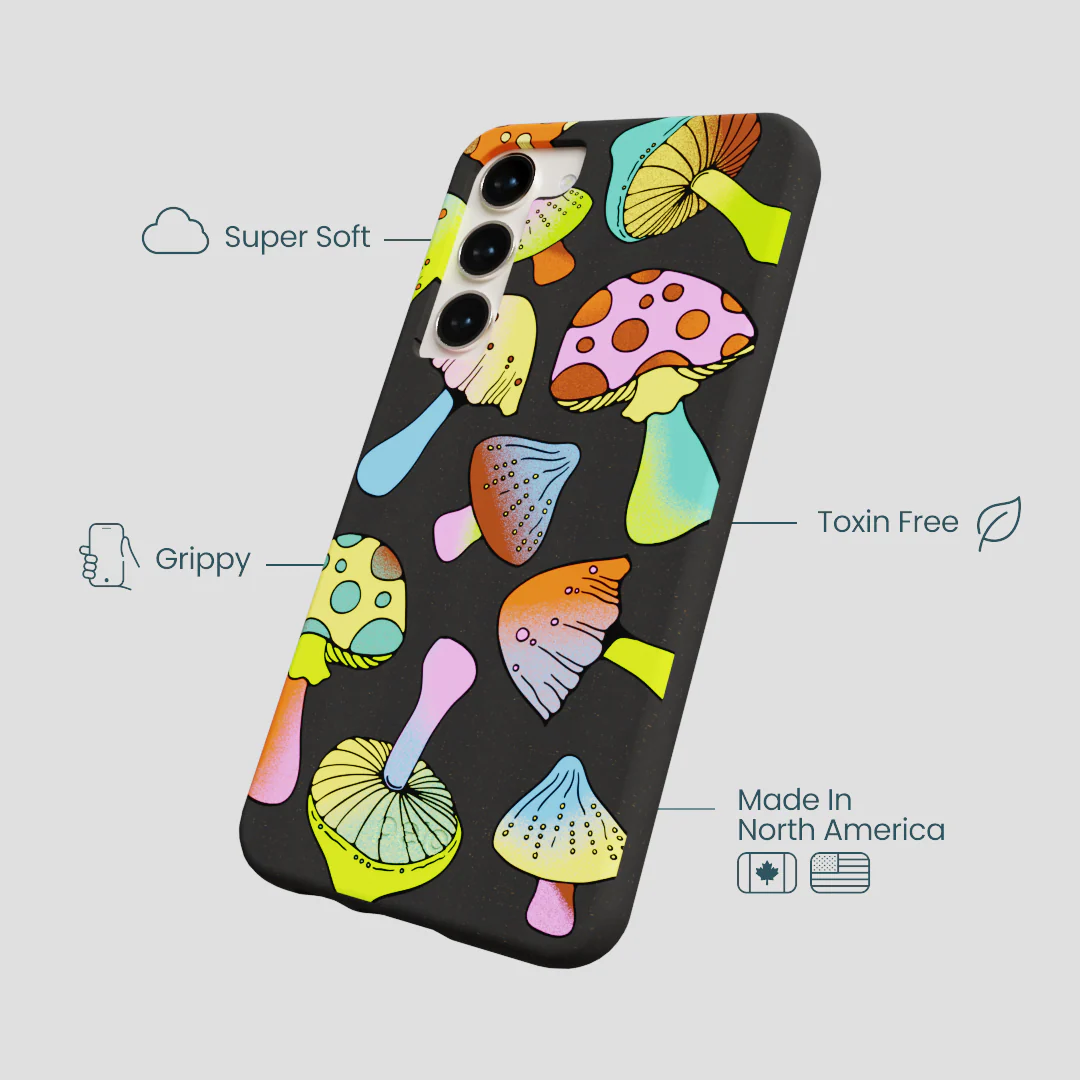 Black Mushroom Party Samsung Galaxy S23+(Plus) Case
