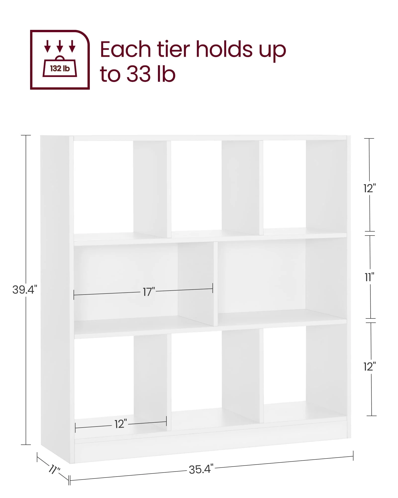VASAGLE 8-Cube Storage Organizer Bookcase Book Shelf Storage Cabinet White(Brown)