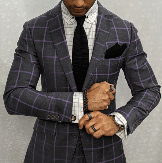 Blazer à carreaux, col à revers, deux poches et deux boutons, style business