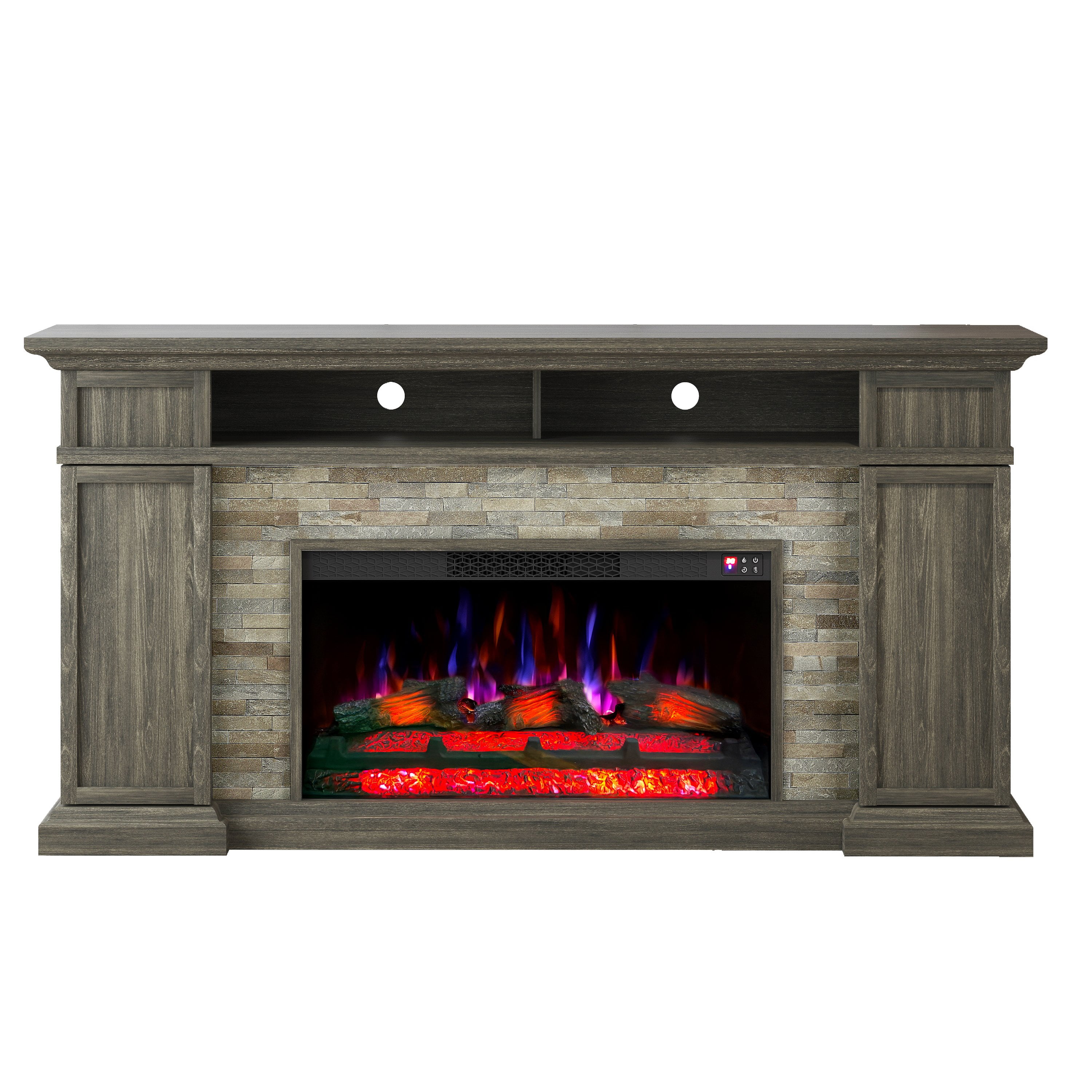 FESTIVO 70" Extra-Wide Freestanding Electric Fireplace - Dark Brown(Dark Brown)