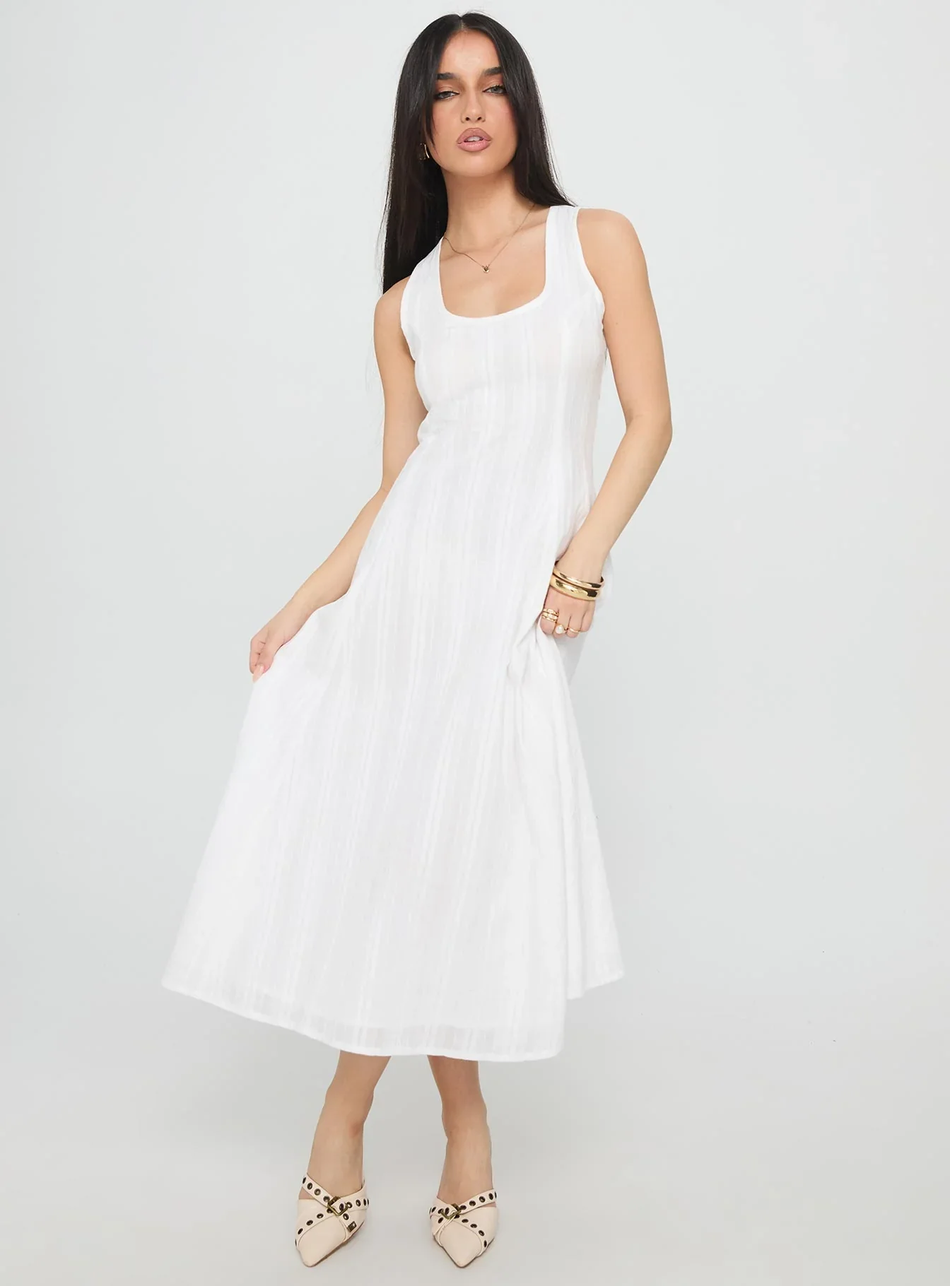 Forever Loved Panelled Midi Dress White