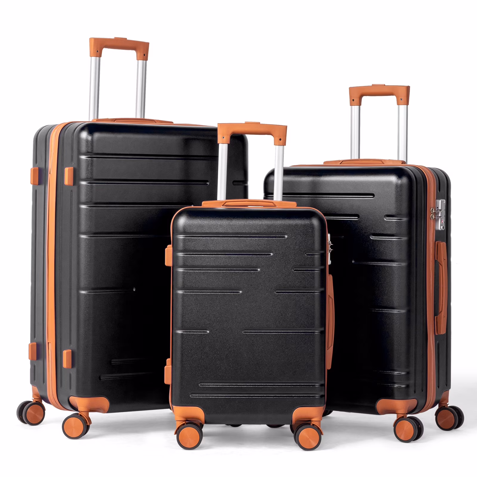 Zimtown Luggage 3 Piece Set Suitcase ABS Hardside Lightweight with TSA Lock Spinner Wheels, Beige