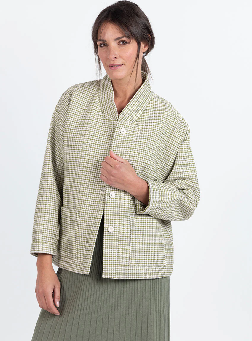 Veste femme matelassée en coton vert kaki