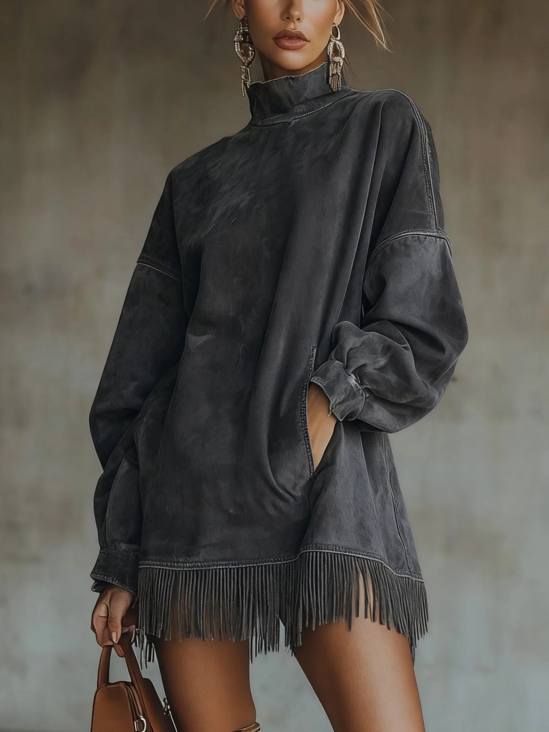 Margaux | Robe midi élégante à col roulé
