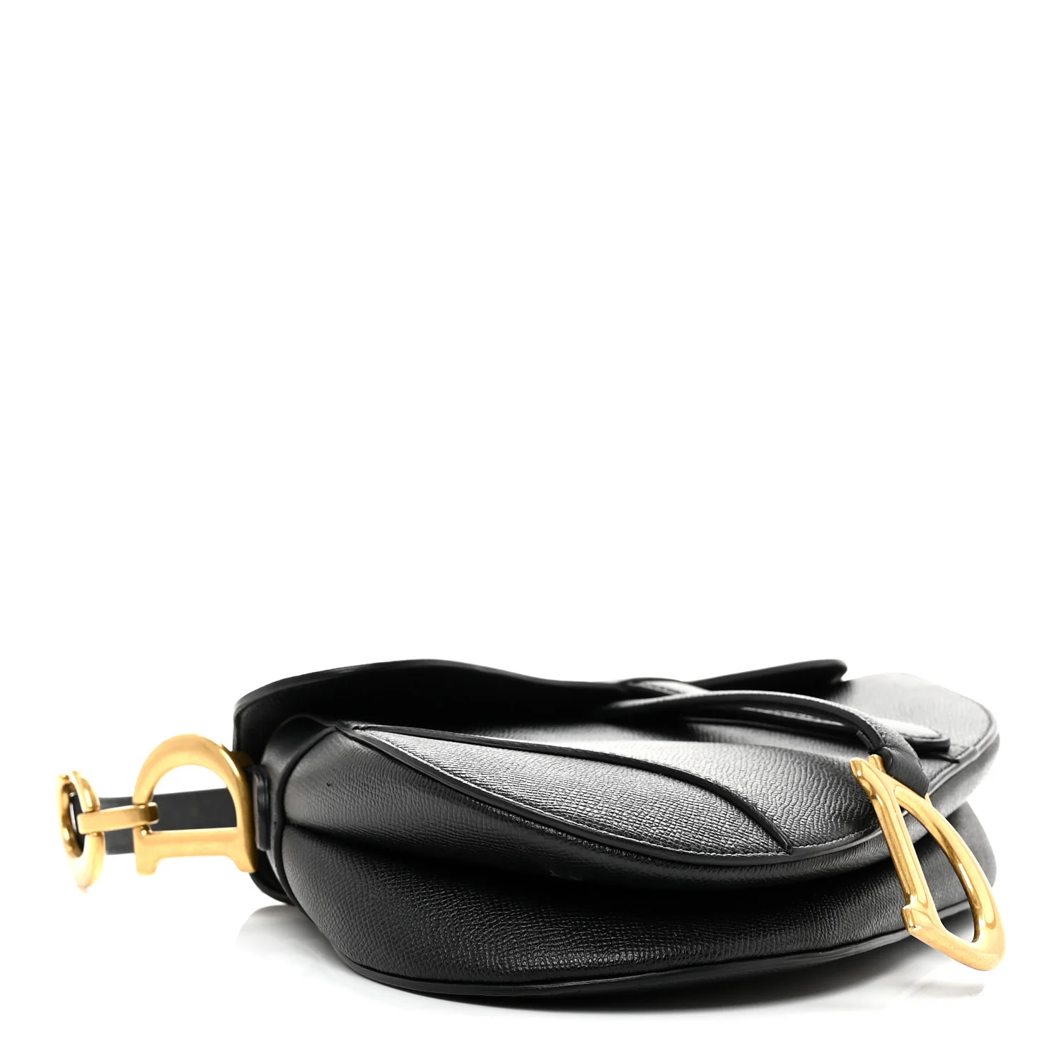 Grained Calfskin Saddle Bag Black