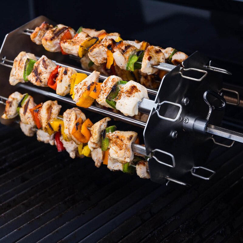 Grillspydholder rotisseri 31x18 cm rustfritt stål