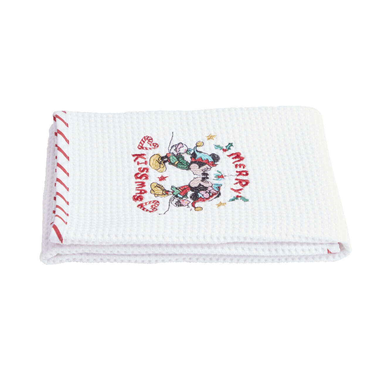 Torchon Noël Disney Mickey Minnie nid d'abeille 50x70cm