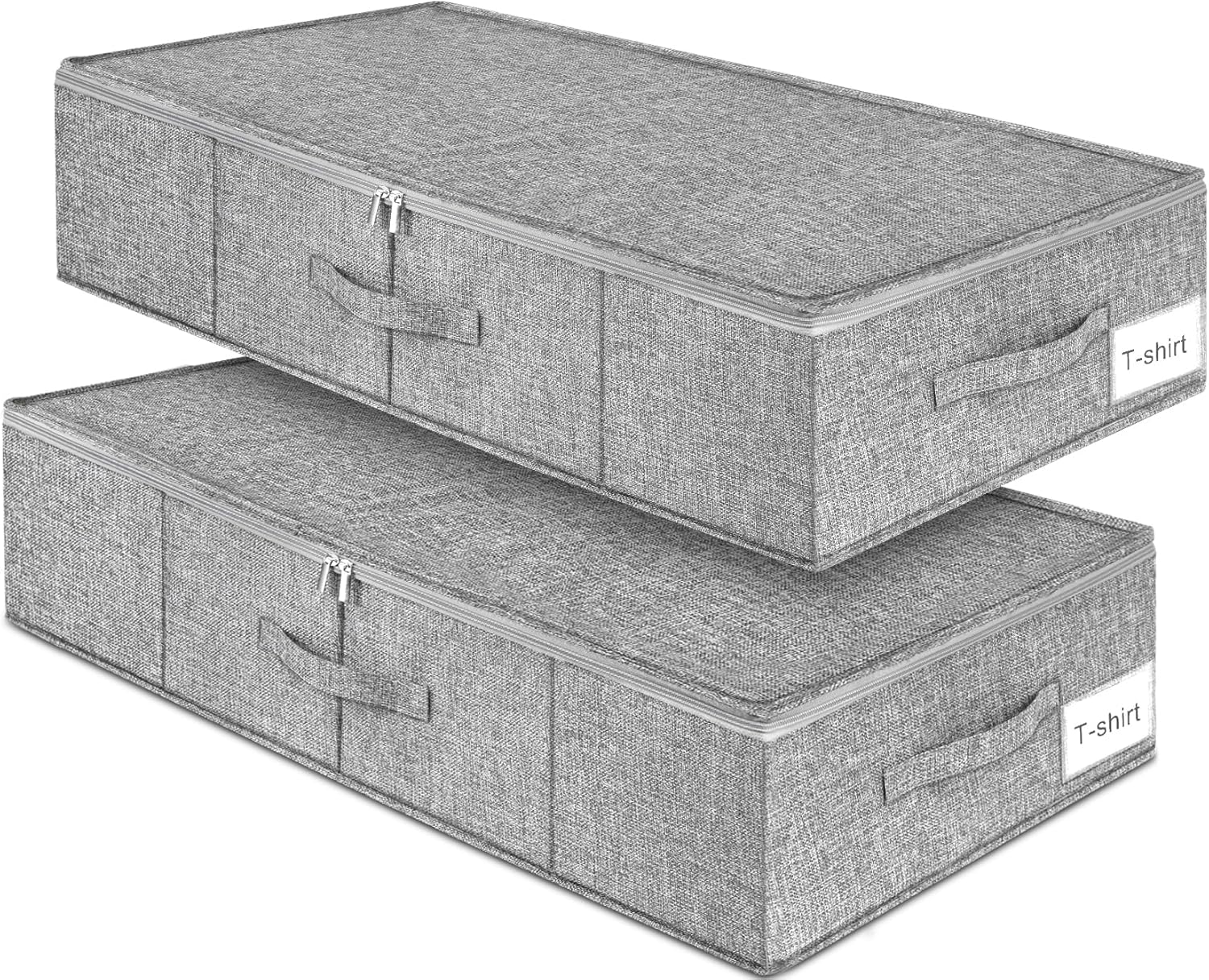 punemi 6.7 in Tall Sturdy Under Bed Storage Containers with Lid, 2Pack, Gray