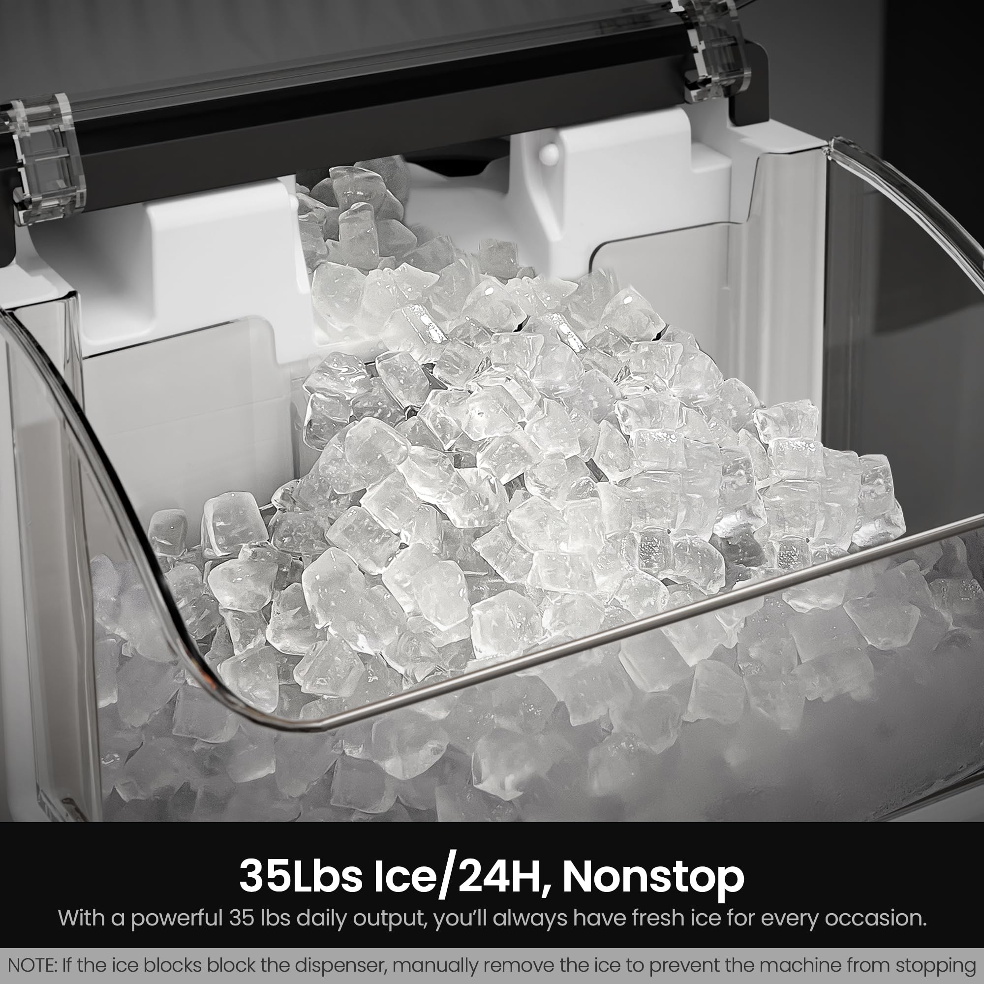 Nugget Ice Makers Countertop,Portable Ice Machine with Crushed Ice, 35lbs/Day,Self-Cleaning,One-Click Operation for Home Use(Silver)