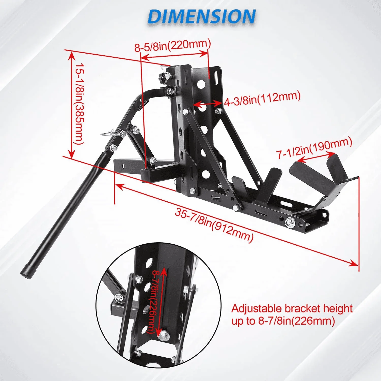 800lb Motorcycle Trailer Hitch Carrier Tow Dolly Hauler Mount Rack 2 " Heavy Duty Steel - Image 3