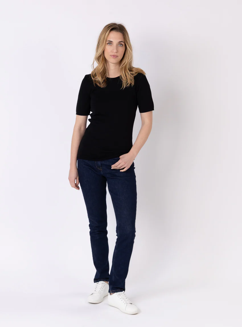 Tee-shirt thermique femme en laine merinos noir