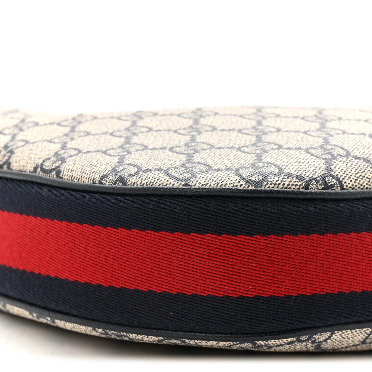 GG Supreme Monogram Textured Calfskin Web Large Attache Shoulder Bag Beige Blue