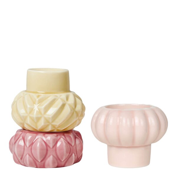 Samsurium lysestake 12,4 cm 3 stk Mimosa/Blush/Powder