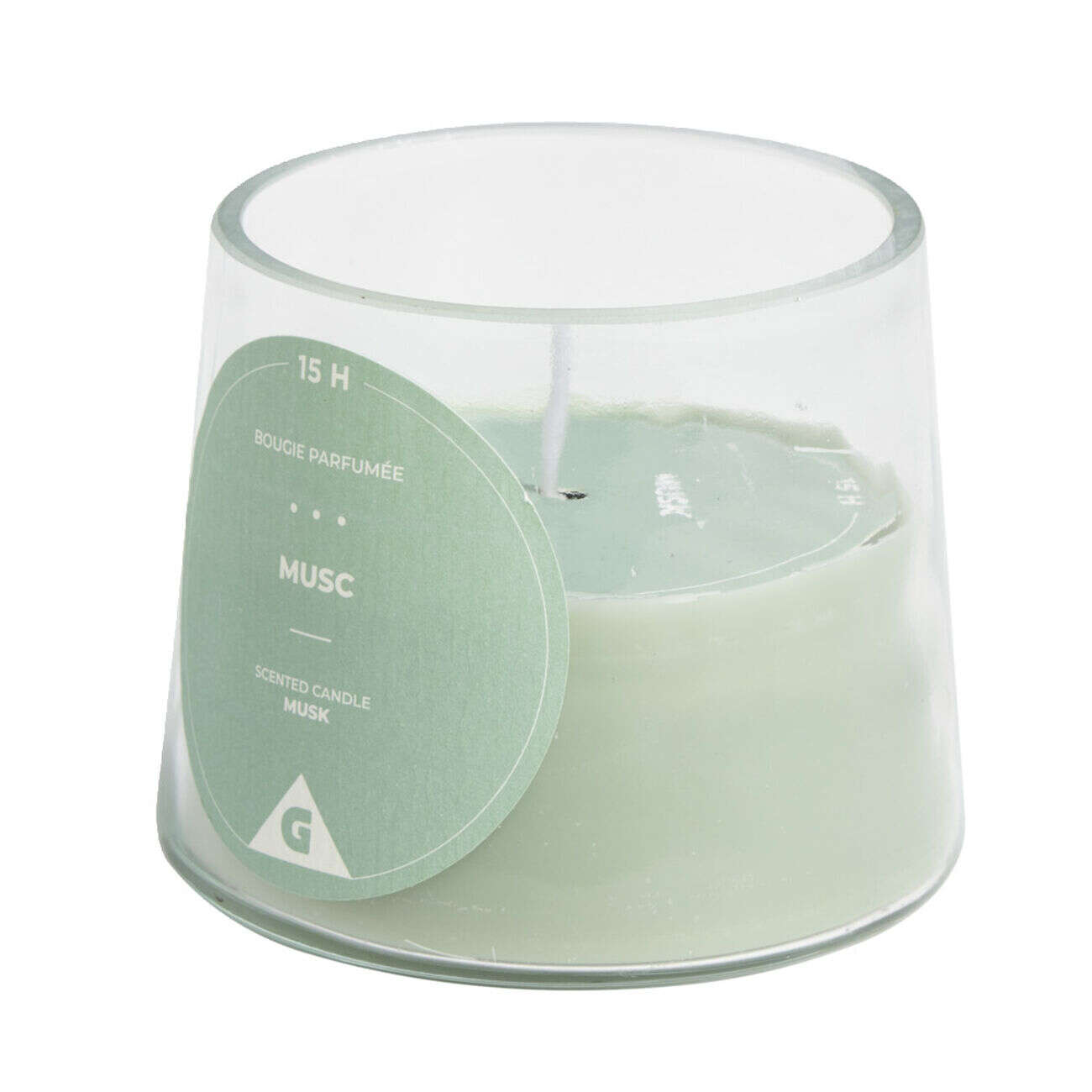 Bougie dans verre senteur musc Ø9xH7.5cm