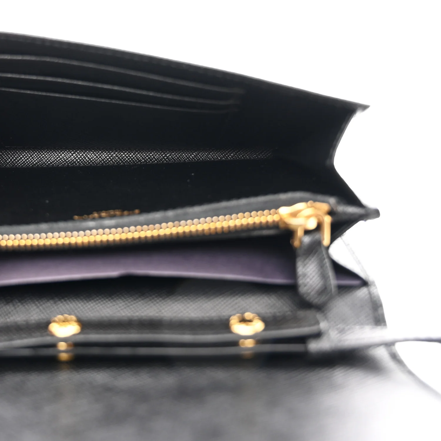 Saffiano Metal Flap Wallet With Strap Black